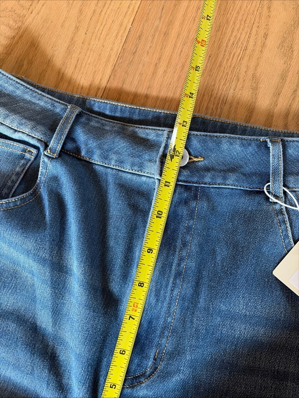 HALARA Flex High Rise Wide Leg Cropped Cuffed Stretch Blue Denim Jeans P L NWT - Picture 10 of 11